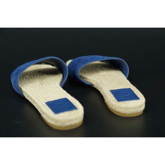 Tory Burch Benton Espadrille Slide Sandals Size 5.5 Blue Band $255 Logo NIB - Picture 5 of 11